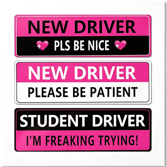 HBMYN 3 Pack Student Driver Magnet for Car,Reflective New Driver Sticker,Please Be Patient Magnetic Sign for Beginner Drivers Safety,Removable Bumper Magnet for Women&Teens