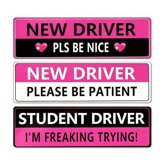 HBMYN 3 Pack Student Driver Magnet for Car,Reflective New Driver Sticker,Please Be Patient Magnetic Sign for Beginner Drivers Safety,Removable Bumper Magnet for Women & Teens