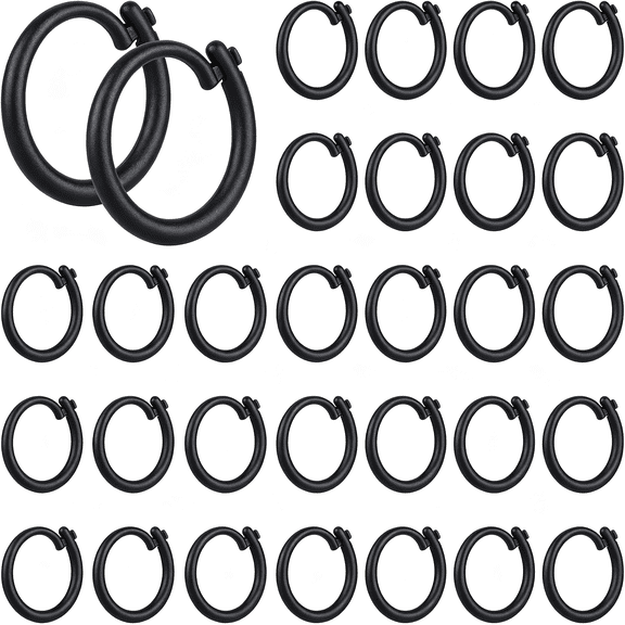 HBMYN 30Pcs Black Plastic Gazebo Curtain Hooks, Multipurpose C Shaped Rings for Outdoor Curtains Mosquito Netting Shower Rod, Smooth Sliding Clips, Versatile Gazebo Curtain Hooks