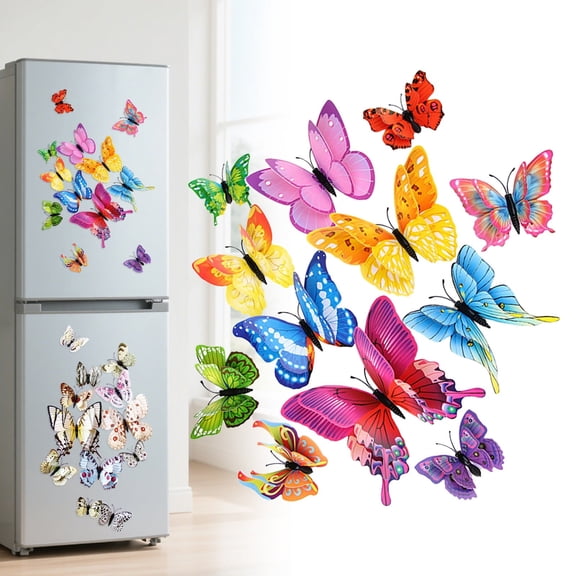 HBMYN 3D Butterfly Wall Magnets Stickers Removable Colorful Butterfly Decals for Home Refrigerator Bedroom Party Decor Diy Art Murals for Offices and Classroom
