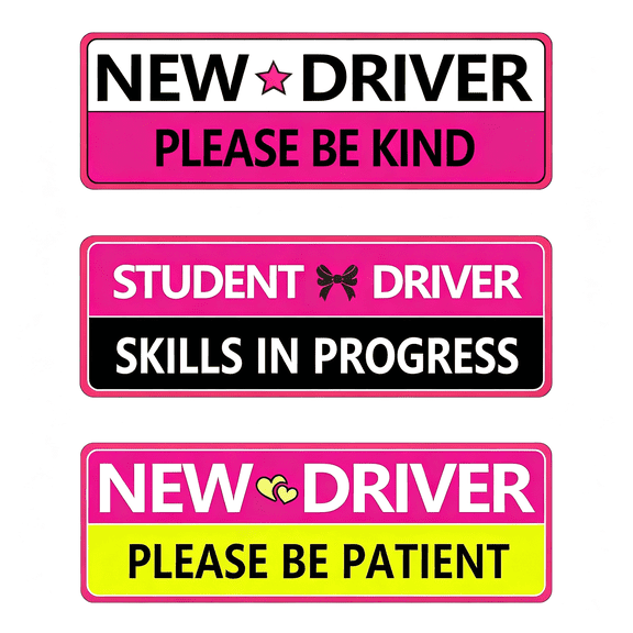 HBMYN 3Pcs New Driver Magnet for Car,Student Driver Magnet,Please Be Patient Student Driver Magnets Removable Novice Safety Funny Magnetic Bumper Sticker Accessories