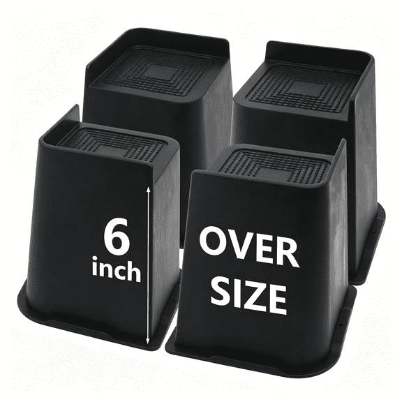 HBMYN 4 Pack Bed Risers 6 inch Heavy Duty,Oversized Furniture Risers|silver Bed Lifts Risers for Table,Sofa,Chair,Couch,Desk,Bed Frame Risers Supports Up to 6,500 Lbs