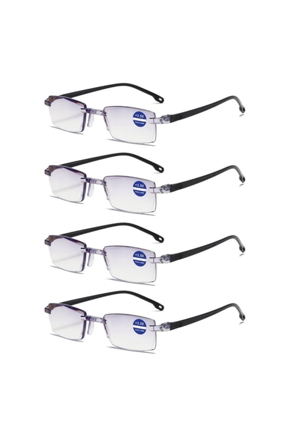 4 Pairs Rimless Blue Light Blocking Reading Glasses Diamond Cut Edge Readers for Men'S for Computer Gaming Eye Strain Relief Fashion Eyewear Accessory Gift