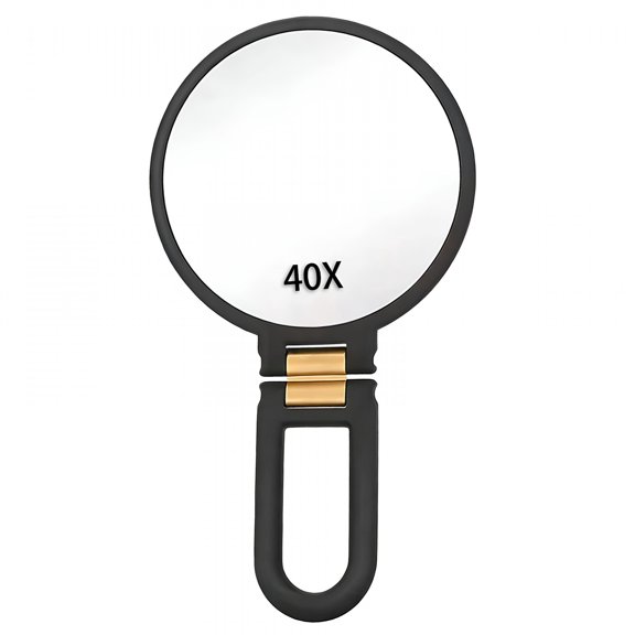 HBMYN 40X Magnifying Mirror, Black & Gold Handheld or Wall Mount Makeup Glass with 360 Rotation, Double Sided Tabletop Vanity Mirror for Precise Grooming & Detail Work