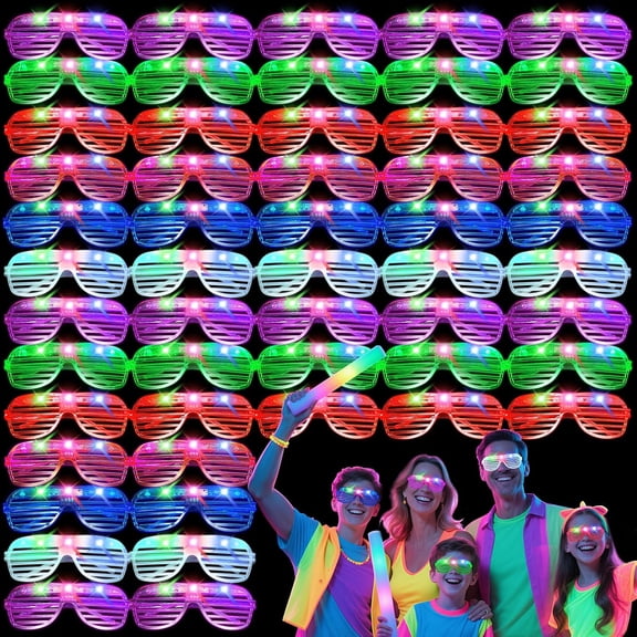 HBMYN 42 Pcs Led Glasses,Light Up,Glow in the Dark Party Supplies Suitable for Kidsadults, 3 Modes, 6 Neon Colors Rave,Wedding, Birthday, Concert, New Year, Carnival