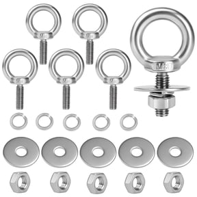 HBMYN 5 Pack M8 Stainless Steel Eye Bolts with Nuts Washers, 5/16" x 1"(25mm) | Lifting Ring Eye Bolts, Shoulder Eyebolts for Rigging, Anchoring, Securing Objects