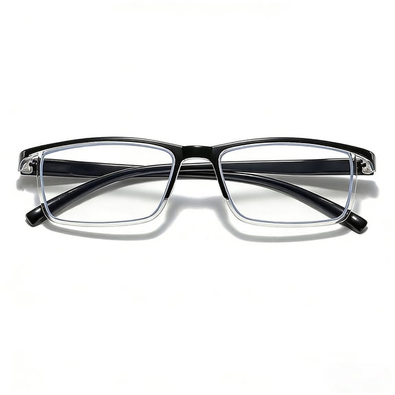 HBMYN 5 Packs Mens Rectangle Half Frame Reading Glasses Blue Light Blocking Black Spring Hinge Readers +1.50 for Computer Gaming Eye Strain Relief Fashion Eyewear