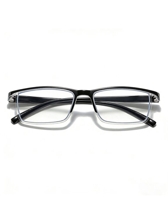 5 Packs Mens Rectangle Half Frame Reading Glasses Blue Light Blocking Black Spring Hinge Readers +1.50 for Computer Gaming Eye Strain Relief Fashion Eyewear