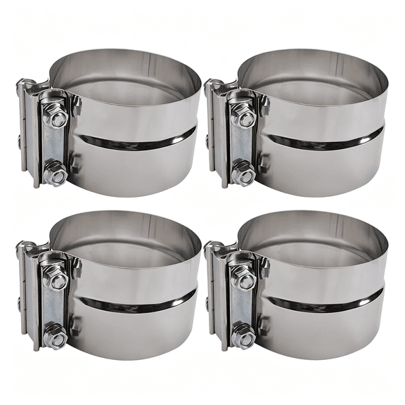 HBMYN 5 inch Exhaust Clamp, 304 Stainless Steel Lap Joint Band Clamps - 4 Pack | 5 exhaust clamp for 5" Inner Diameter to 5" Outer Diameter Exhaust Pipe Turbo Downpipe Muffler Exhaust
