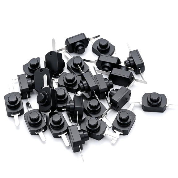 HBMYN 50pcs Black Latching Mini ON/Off Switch Self-Lock Micro Push Button Switch DC 30V 1A for Light Lamp Wall Outlet DIY SMD Flashlight Type BK-1208 Self-Locking On Off Switch