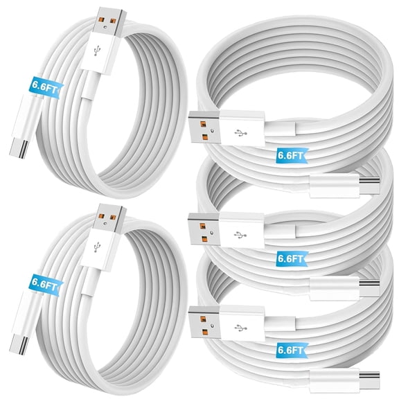 HBMYN 5Pack USB A to USB C Fast Charging Cable, Data Transfer5x6.6ft | Compatible with iPhone 17/16/15 & Type-C Devices, 5-Piece Value Pack, Durable & Sturdy for Office, Car and Home.