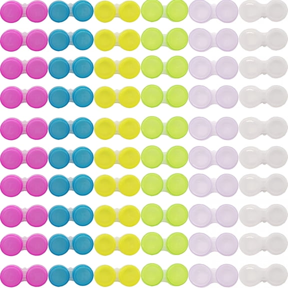 HBMYN 60Pcs Contact Lens Cases Contact Lens Holder Box Left/Right Eyes Contact Lens Container,6 Colors