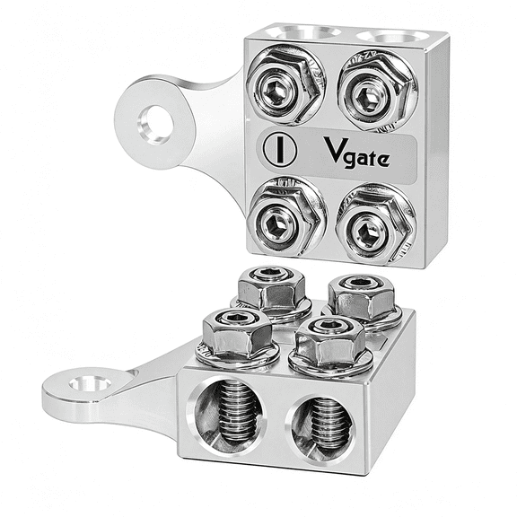 HBMYN 8-Way Battery Terminal Block for Lithium or AGM Lead-Acid Battery with Bolt Down Ends or Threaded Studs, M8 or 5/16"-18 battery terminal block