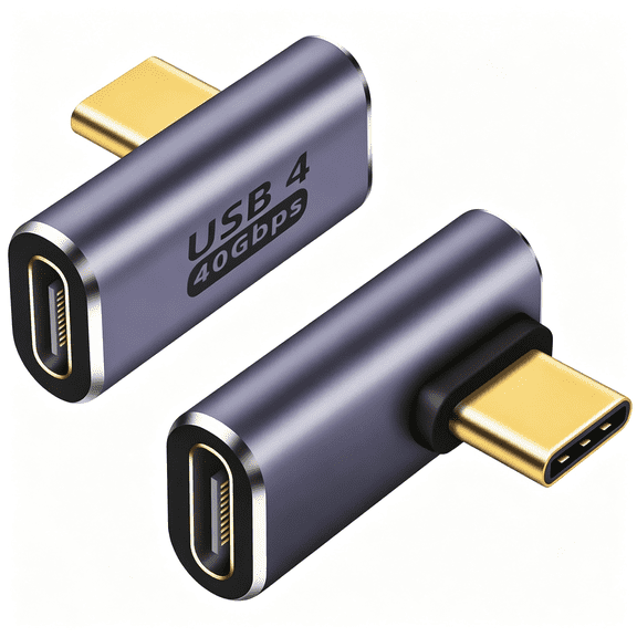 HBMYN 90 Degree USB C Adapter 2 Pack,Right Angle Male to Female Converter,40Gbps,100W,8K 60Hz,Compatible for Steam Deck,ROG Ally,Switch 2,MacBook,iPhone 17/16,iPad,Thunderbolt 4,Quest 3