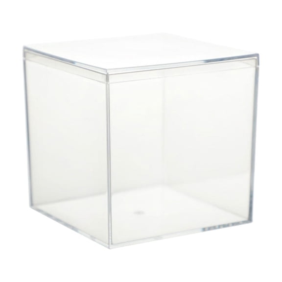 HBMYN Acrylic Box with Plastic Lid - Party Favor Gift Boxes - Clear Cube for Gifts, Weddings, Treats, Candies & Accessories - Square Home Storage Boxes | 3x3x3"