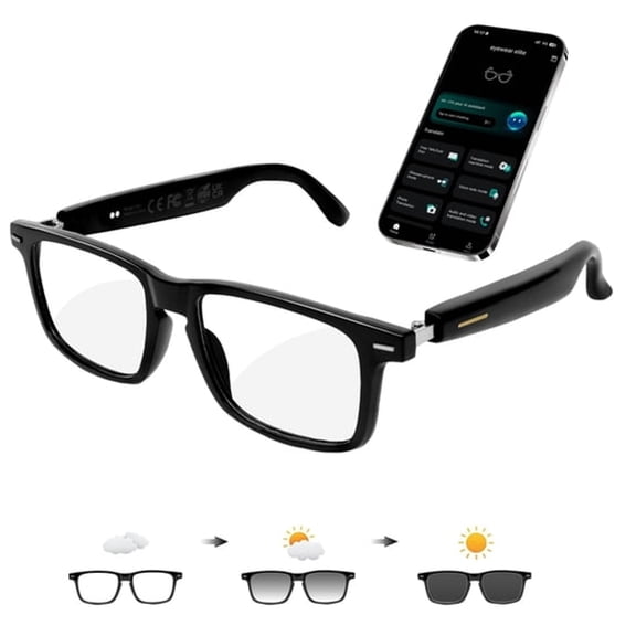 HBMYN Ai Smart Glasses for Men&Women Powered,164+ Languages Translation and Photochromic Lens,Meeting Assistant,Glasses W/ Music&Hands-Free Calling,Uv&Blue Light Protection
