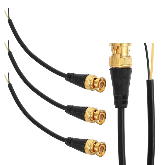 HBMYN BNC Pigtail 0.6FT Coaxial Extension Cable Male to Bare End for DVR CCTV Camera Security System Monitor Video Bare Wire End video recorder wire pigtail (Black 3pcs)
