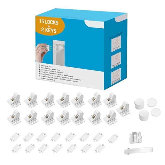 HBMYN Baby Proofing Magnetic Cabinet Locks (15 Locks and 2 Keys), Secure baby proof cabinet locks