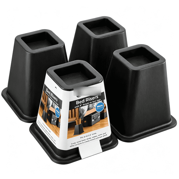 HBMYN Bed Furniture Risers Heavy Duty, Stackable Bed Lifts Risers for Sofa, Table, Couch, Chair or Desk, Set of 4 Bed Lifts (Bed Risers 6 Inch, Black, 6 inch)