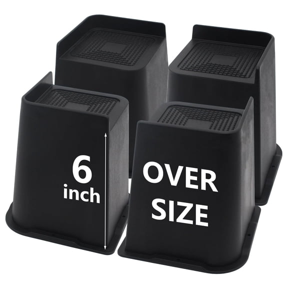 HBMYN Bed Risers 6 Inch 4 Pack Black Support 7000LBs, Oversized Furniture Risers for Dorm Beds Frame, Sofa, Desk, Couch, Chairs Legs Heavy Duty Bed Risers 6 Inch