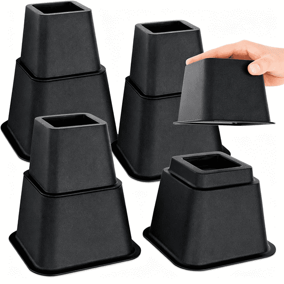 HBMYN Bed Risers Heavy Duty (4 Pack - 3 Inch) - Furniture Lifts Risers | Couch, Table, Desk, Chair & Dorm Bed Risers for Bed Frame - Leg Elevator, Height Extender, Stackable Platform Blocks