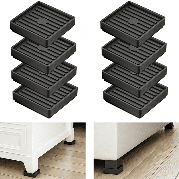 HBMYN Bed Risers Heavy Duty,Set of 8,Stackable Square Furniture Risers,red,Adjustable Bed Furniture Risers Lifts Height 0.5-2",Solid Non Slip Furniture Pad for College Dorm,Table,Couch,Chair