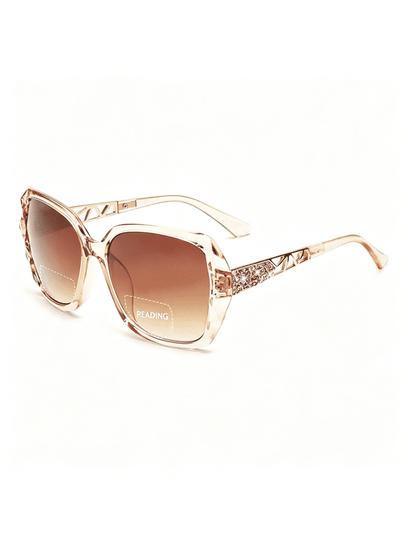 Bifocal Reading Sunglasses for Women Fashion Oversized Square Sun Readers Outdoor Reading Glasses Uv400 Protection Sunglasses Readers for Women 2.50 Brown +2.5