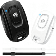 HBMYN Camera Remote Shutter for iPhone and Android Smartphones 2 Pack, Wireless Phone Remote Control Selfie Button for Photos and Videos Bluetooth 5.2, Wrist Strap Included, Black & White