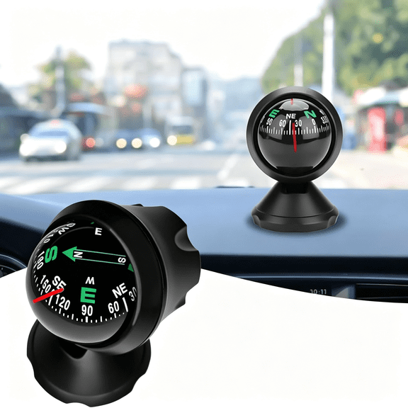 HBMYN Car Compass Ball with Bottom Stick, Compass for Car Dashboard, Adjustible and Night Car Digital Compass Dashboard for Find Direction, Car Dash Accessories for Boat Car Truck SUV