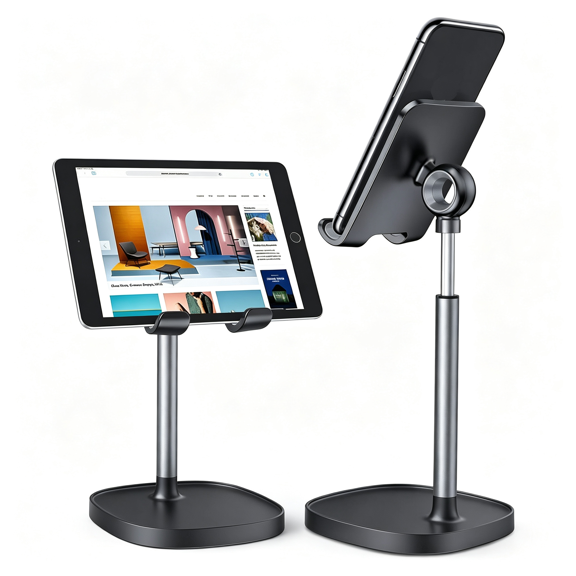 HBMYN Cell Phone Stand, Angle Height Adjustable Phone Stand for Desk, Thick Case Friendly Phone Holder Stand for Desk, Compatible with All Mobile Phones,iPhone,Switch,iPad,Tablet(4-10in)