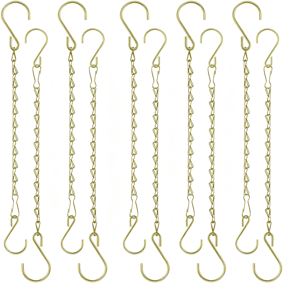 HBMYN Chain for Hanging Plants, 10 Inch Gold Hanging Basket Chain | Metal Hanging Plant Chain Kits with Hooks for Bird Feeder Hanging Planter Wind Chimes, Indoor Outdoor Decor Accessories