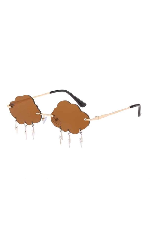 Cloud Shaped Sunglasses for Women Uv Protection Lightweight Cute Shaped Frames Sun Glasses Retro Irregular Unisex Rave Sunglasses for Women Party, Rave, Gifts Coffee One Size
