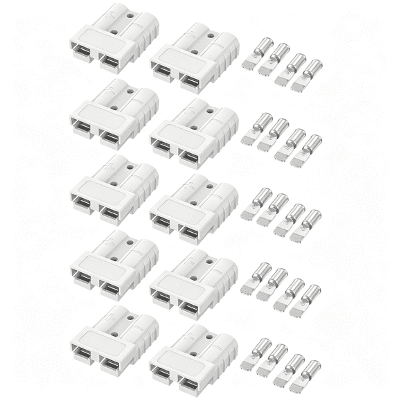 HBMYN Connector 50A 600V Battery Quick Connect/Disconnect for 6-12 AWG Cables, Plug for Winch, Trailer, RV, Forklift Quick Connect Wire Connectors (Gray, 10 PCS)