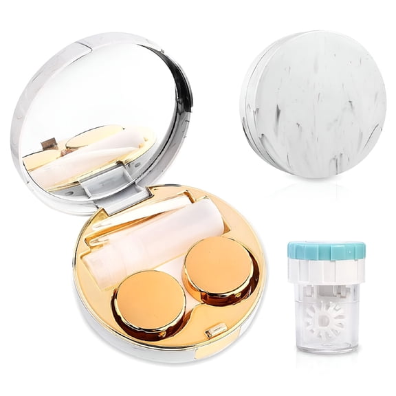 HBMYN Contact Lens Case with Cleaner Washer & Applicator Kit,Travel Size Colored Contact Lens Case,Includes Solution Bottle,Mirror & Removal Tool for Daily Use & Outdoor Convenience
