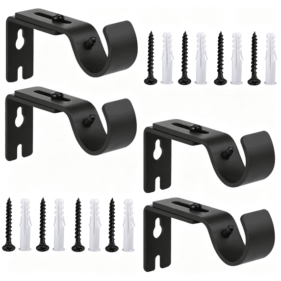 Stying Rod HBMYN Curtain Rod Brackets Ajustable, 4 Pack Curtain Rod Holders ...