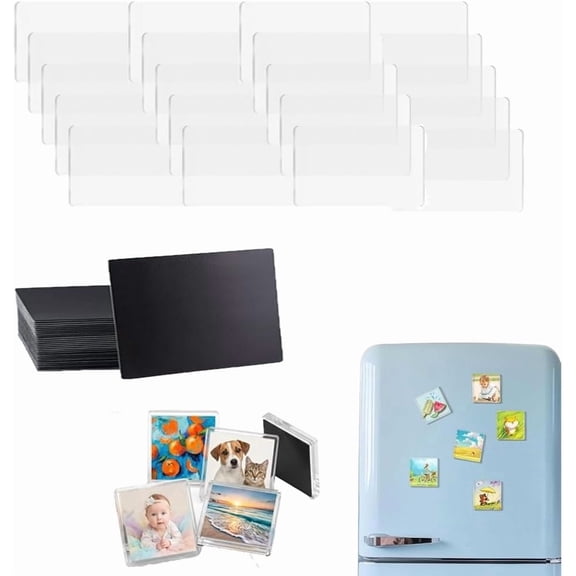 HBMYN Diy Clear Acrylic Fridge Magnet Kit Adhesive Backing Refrigerator Magnets Photos Custom Picture Making Craft Set Kitchen Office Classroom Decor Magnet Letters