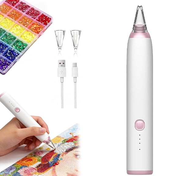 HBMYN Electric Diamond Art Pens with Light-Cordless Vacuum Diamond Art Pen Low-Noise,Rechargeable Tools,Ergonomic Grip electric pen (1set)