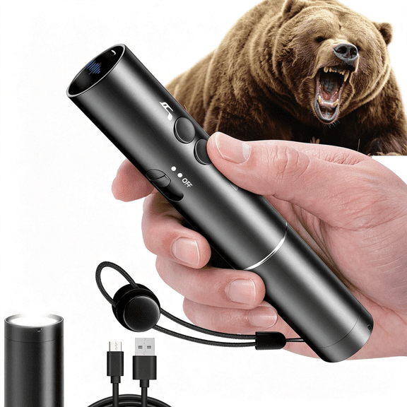 HBMYN Electronic Bear Air Horn,120dB Rechargeable Whistle with Flashlight for Hiking & Camping, Wildlife Deterrent & Emergency Safety Device, Can Replace Bear Bell