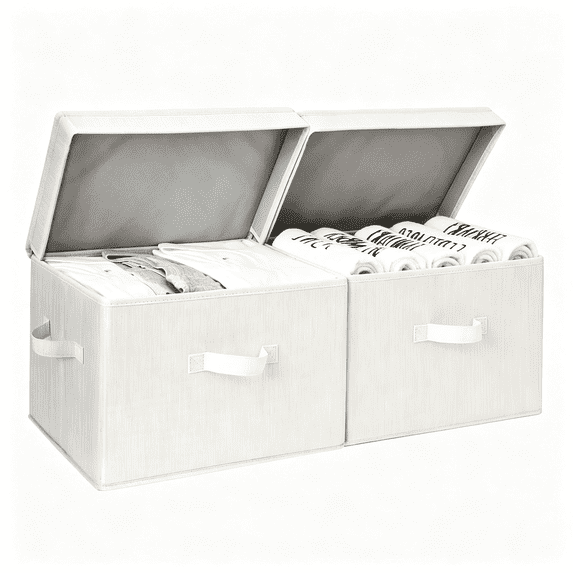 Stackable Storage B HBMYN Fabric Storage Bins with Lids,Closet Storage Bins|Flip-Top Lid,3 ...