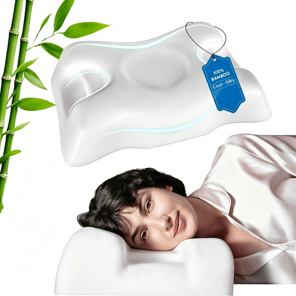 HBMYN Face Beauty Pillow-Anti-Aging&Anti Wrinkle Memory Foam Neck Pillow-Cervical Pillow for Neck and Shoulder Pain Relief with 100% Bamboo Pillowcase-Perfect for Back and Side Sleepers