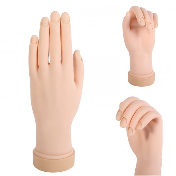 HBMYN Flexible Nail Art Practice Hand Model, Soft Plastic Manicure Training Tool for Acrylic Gel Nail Design, Reusable Salon Display Tool for Beginners