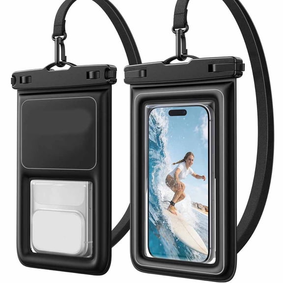 HBMYN Floating Waterproof Phone Pouch 2Pack,Floatable Ipx8 Waterproof Phone Case 8.0" for Iphone 16 15 Pro Max Samsung S25,Cellphone Dry Bags for Vacation Beach Pool Kayak Cruise Travel Essentials