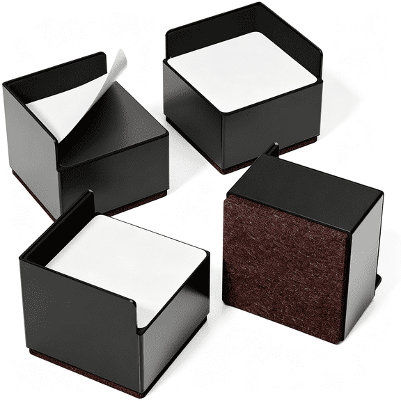 HBMYN Furniture Bed Risers 2 inch Metal Heavy Duty Self-Adhesive,4 Pack Black|Square riser Oversized fit for Bed Desk Table Sofa Couch,Support up to 6000 lbs,Protect Hardwood Floors from Scratches