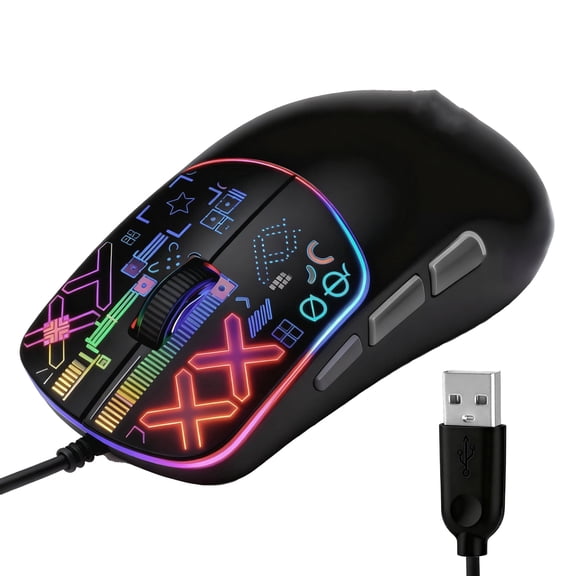 HBMYN Gaming Mouse Wired,TSV USB Computer Mouse with 5 Adjustable DPI,RGB Backlit LED,Side Buttons,Ergonomic Optical Mice for PC,Laptop,Windows,Mac,Vista,Linux,Gamer