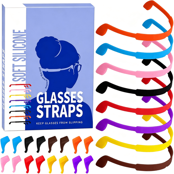 HBMYN Glasses Strap,8 Pack Kids Eyeglasses Sunglasses String Strap Glasses Band Holder Eyewear Retainer,Silicone Elastic Sports Toddlers Glasses Strap with Ear Grip Hooks,8 Colors