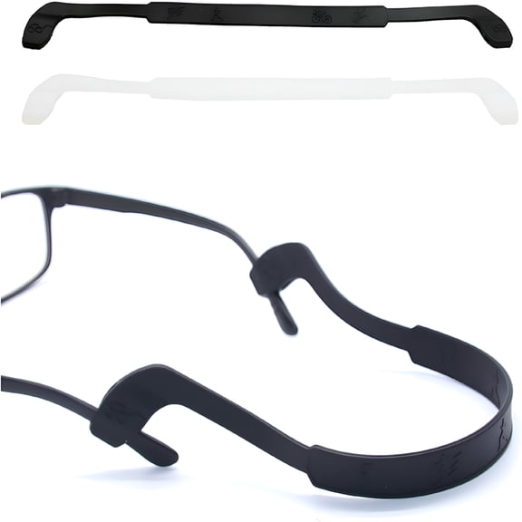 HBMYN Glasses Strap Anti-Slip Silicone Eyeglass Strap Eyewear Retainers Sports Elastic Soft Sunglass Cord Holder for Men Women 2Pcs(Black / White)