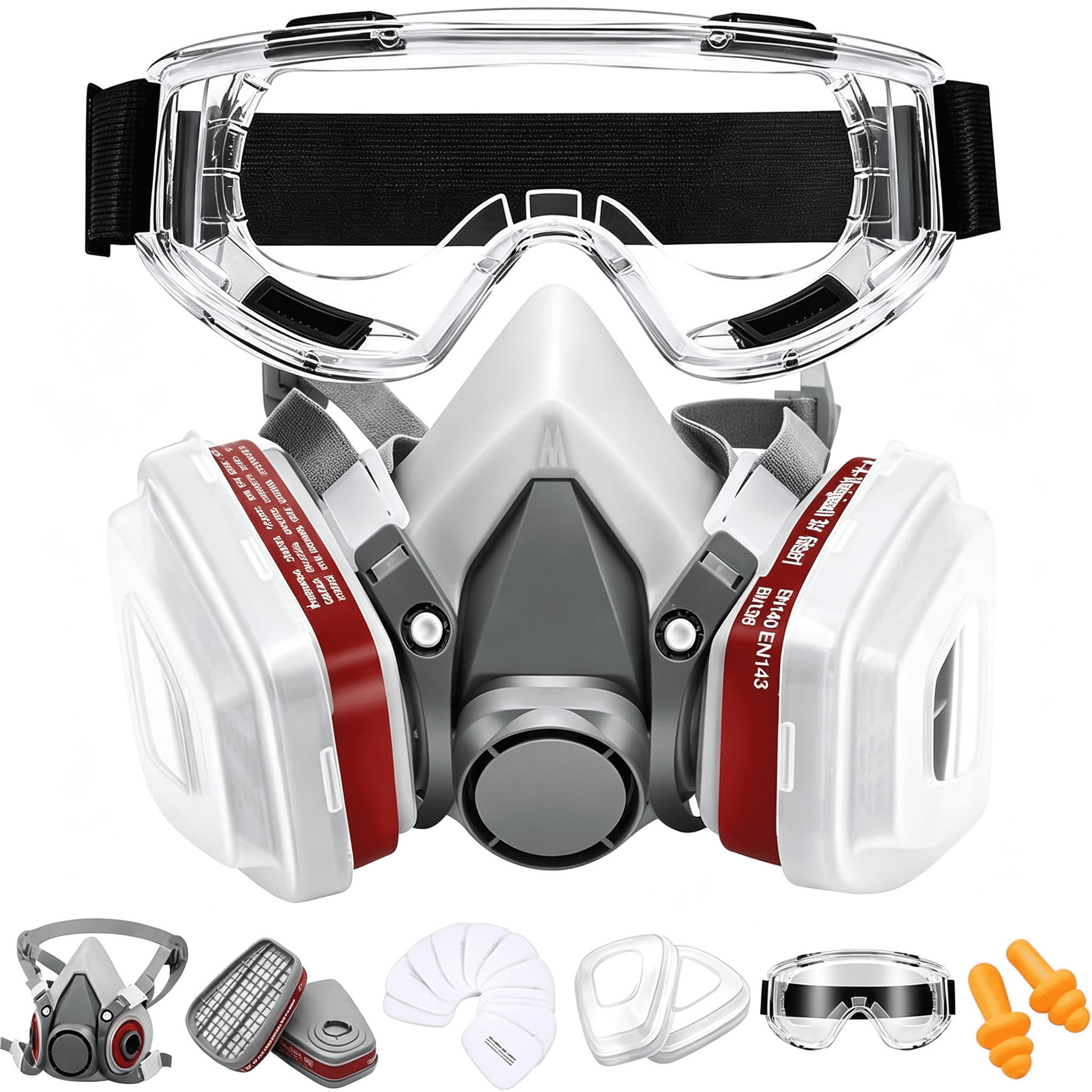HBMYN Half Face Respirator with Safety Goggles-Reusable Silicone Mask ...