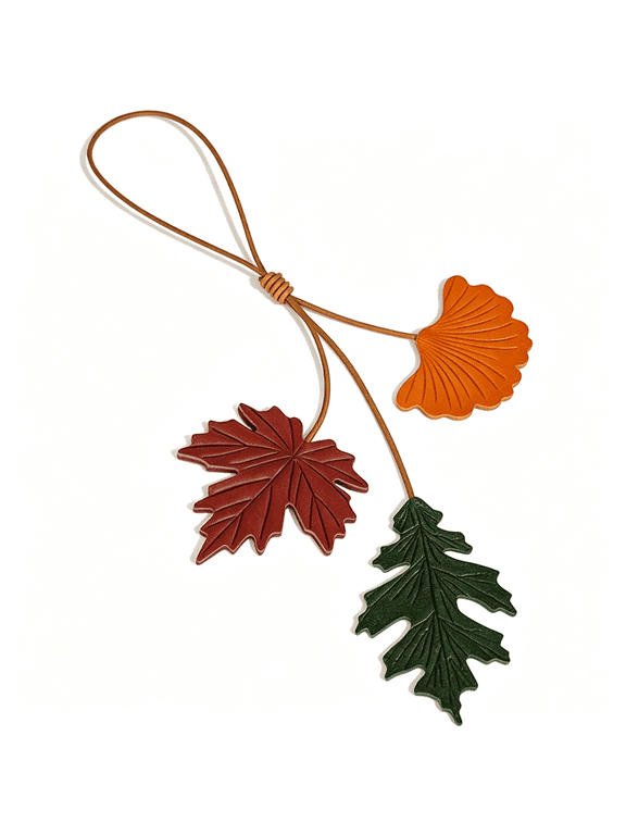 Handcrafted Leather Leaf Flower Bag CharmCute Maple Leaf Keychain Purse Handbags Charm for Car Hanging Ornament Nature Plants Accessories, Elegant leather bag charms for handbags