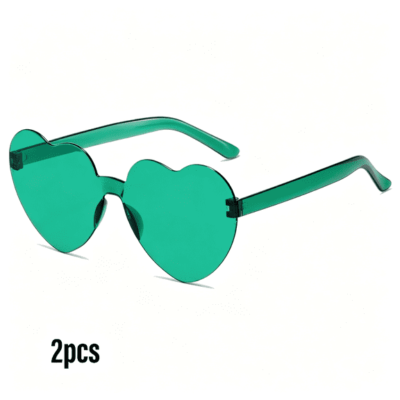HBMYN Heart Sunglasses 2 Pairs Heart Shaped Sunglasses Womens Heart Glasses Rave Sunglasses for Women Party Favors Green Heart Sunglasses