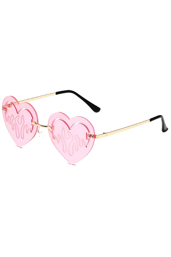 Heart Waves Sunglasses Rimless Halloween Heart Glasses Party Funny Eyewear